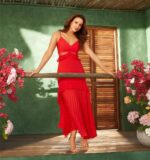 Lara Pleated Ruffle Maxi Dress