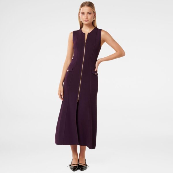 Maddie Zip Detail Midi Dress