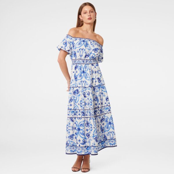 Ravenna Off Shoulder Tiered Midi Dress
