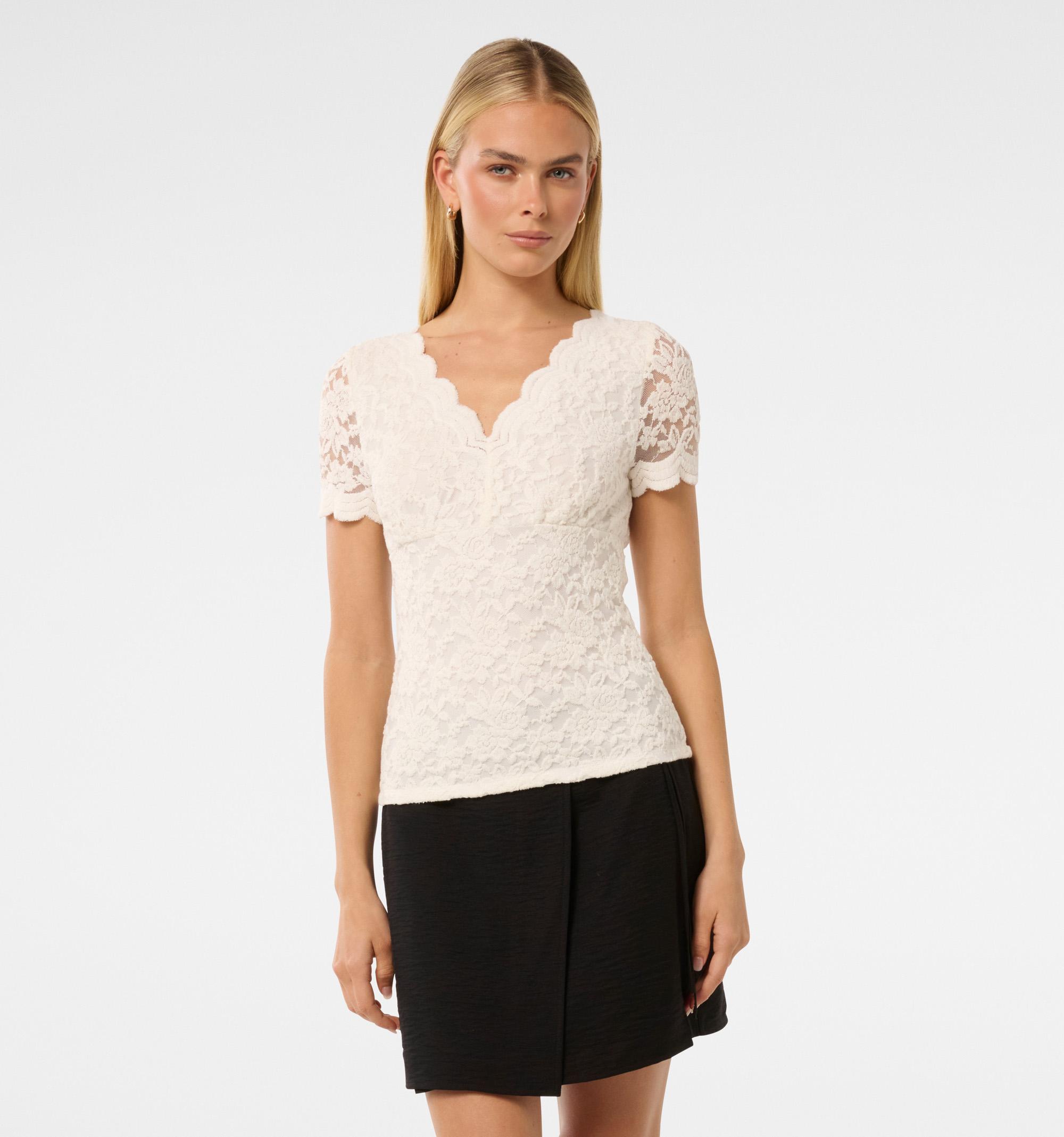Yianna Lace V neck top